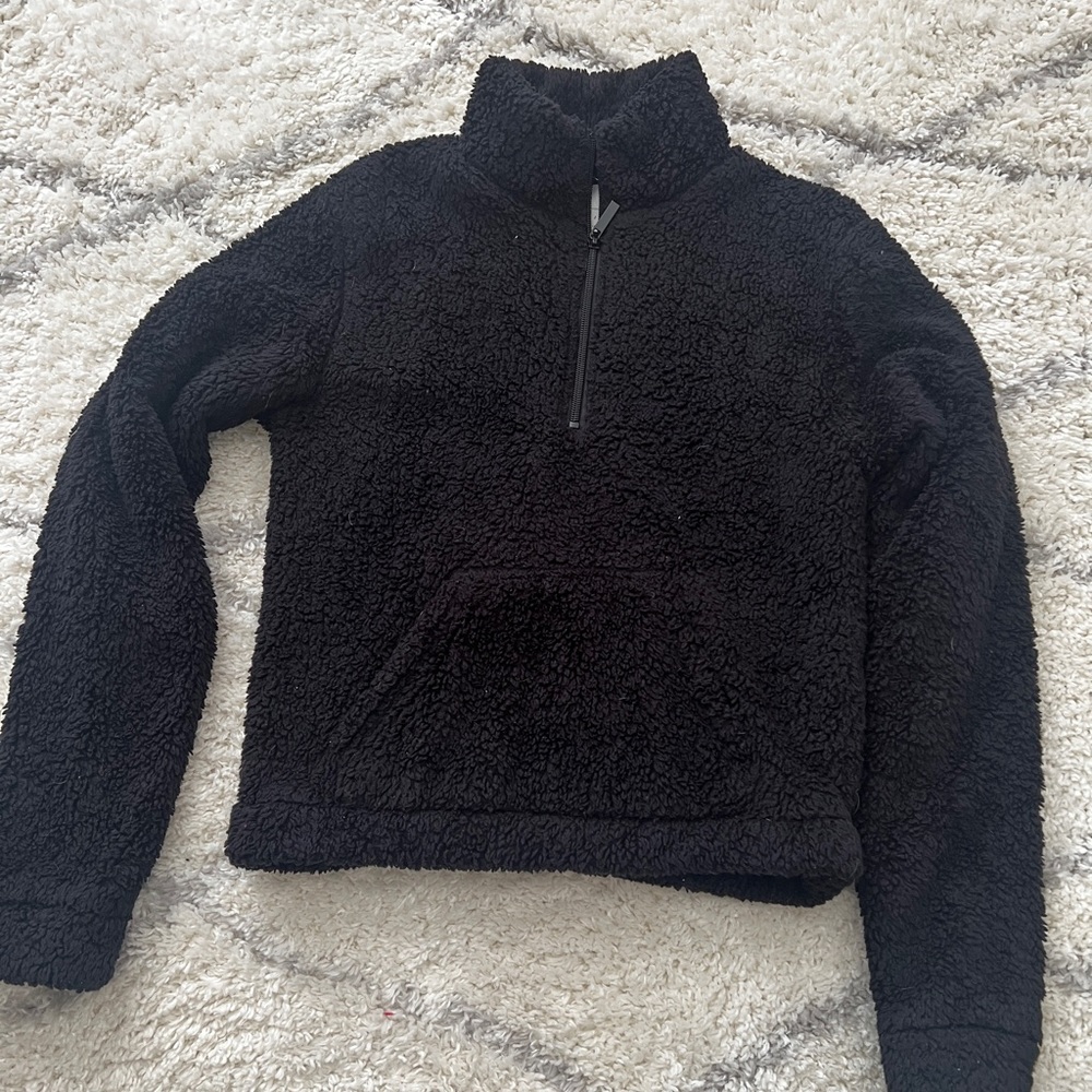 black sherpa quarter zip